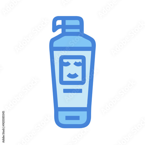 Light blue shampoo bottle icon for hair care
