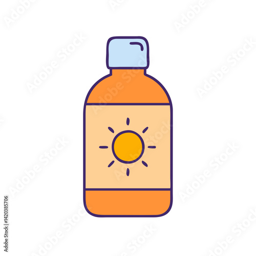 Colorful bottle of sunscreen lotion for summer protection