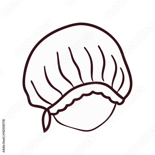 Cartoon Shower Cap Illustration with White and Brown Outline