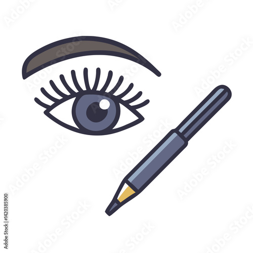 Eye makeup, eyebrow and eyeliner pencil beauty illustration