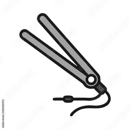 Isolated gray hair straightener tool vector on black background