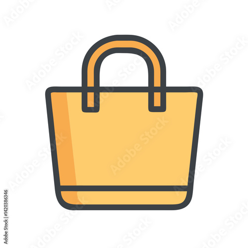 Modern yellow handbag icon with simple rounded edges