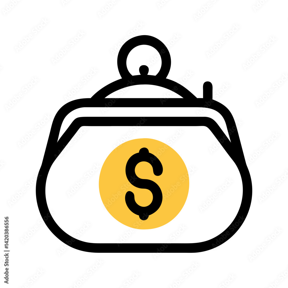 Golden Dollar Coin Icon on Black Background Golden Dollar Coin Icon on Black Background