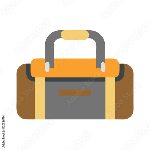 Stylish brown and gray duffel bag graphic illustration