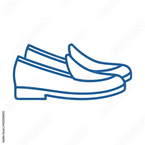 Blue Loafers Outline on Black Background Illustration Image