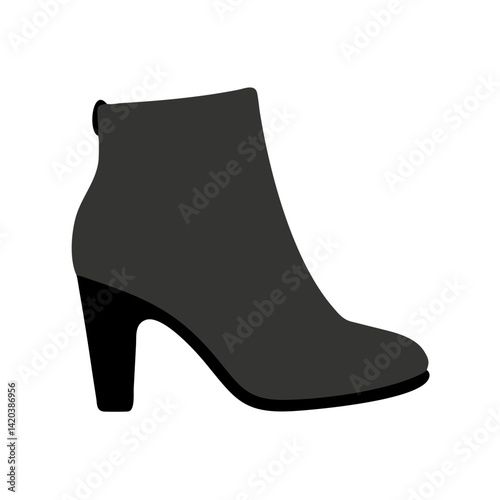 Elegant Wedge Heel Ankle Boot Silhouette on Black