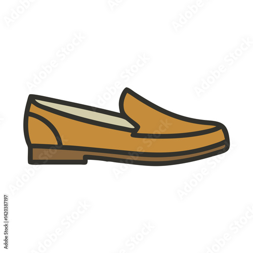Tan Leather Loafer Shoe Isolated on Black Background