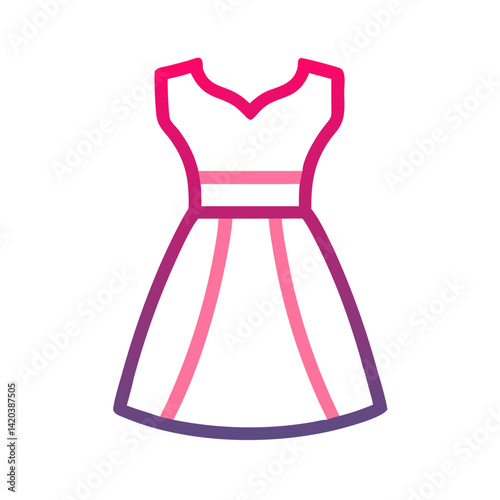 Elegant dress outline, pink gradient, on black background