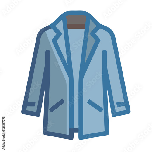 Stylish blue coat or jacket icon illustration design