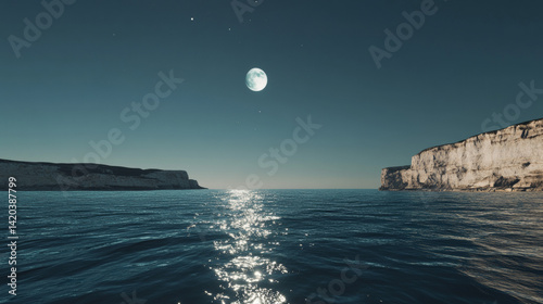 A vast dark ocean under a clear starry sky
