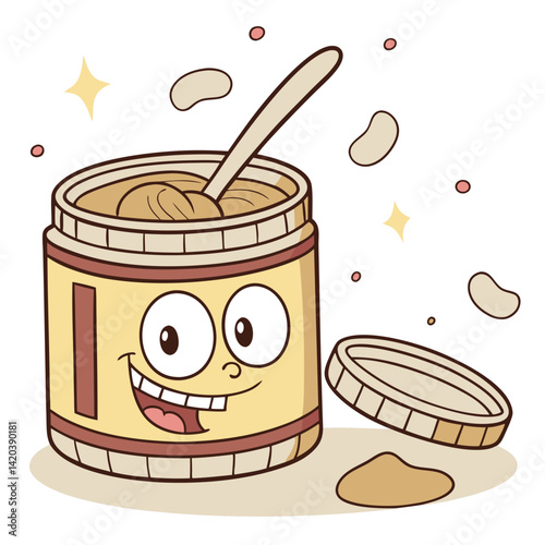 Cartoon Peanut Butter Jar with Smile