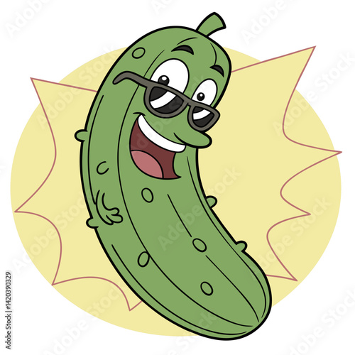 Funny Cartoon Pickle with Shades