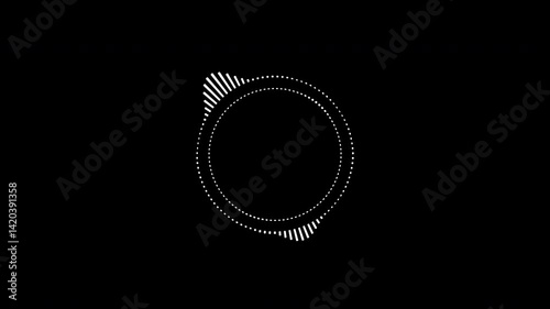 Circular interface audio voice music sound spectrum equalizer, 4k footage, sound waves animation on black and white background.