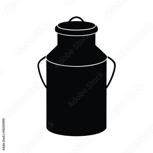 Minimalist Silhouette Of Vintage Metal Milk Can  