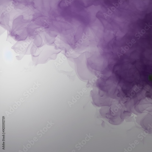 Creative abstraction of purple smoke elegantly blending against a light background