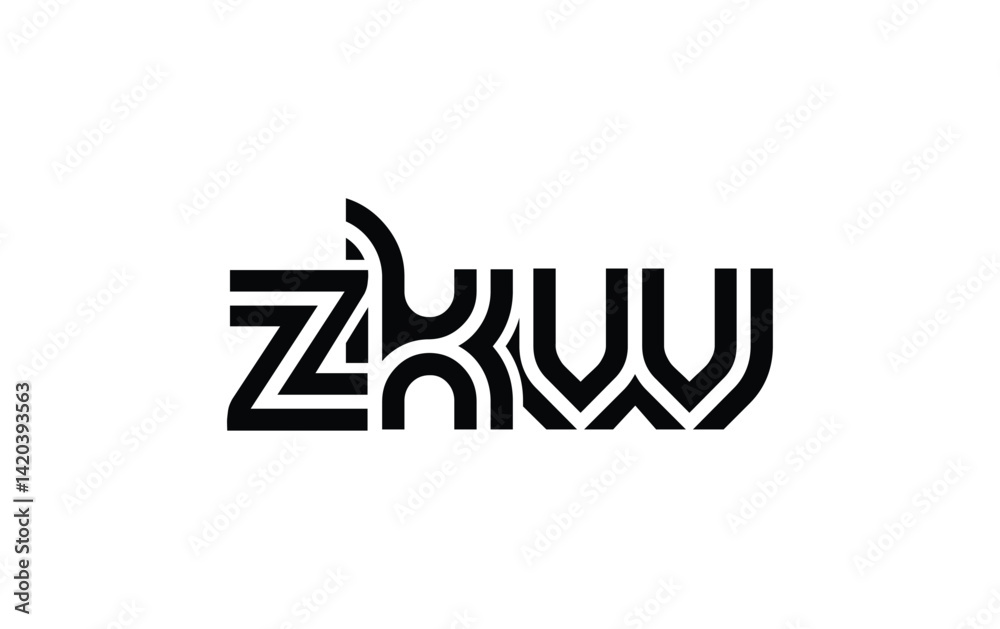 Fototapeta premium ZKW Creative Unique Modern Letter Logo Design. Stylized logo featuring a unique letter design, presenting abstract minimalist aesthetics and modern appeal.
