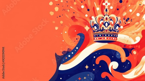 Koningsdag Celebration Poster Template for April 27th Featuring The Netherlands Flag and Royal Crown Design