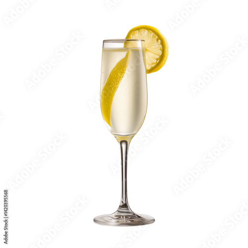 Obraz na płótnie French 75 cocktail with lemon in champagne flute w salonie