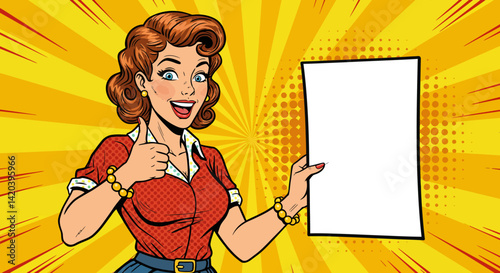 An image of a woman pointing to blank board...