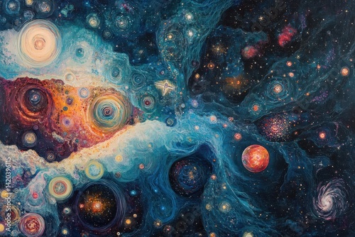 Vivid Multiverse: A Conceptual Illustration Blending Cosmology, Physics, and the Wonders of Space-Time