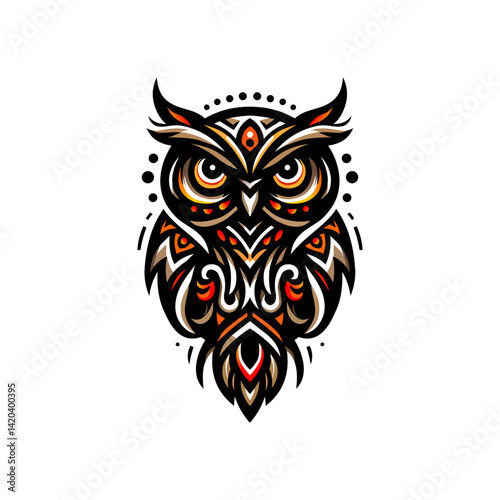 illustration vector graphic of tribal art tattoo owl