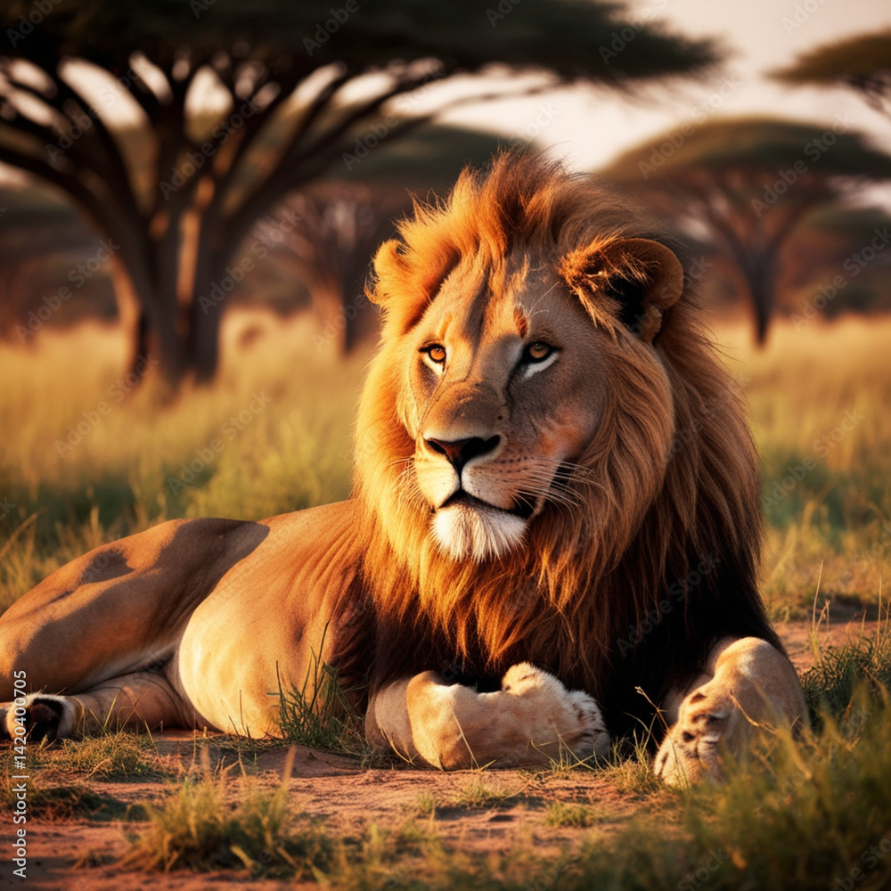 Naklejka premium lion in the sun