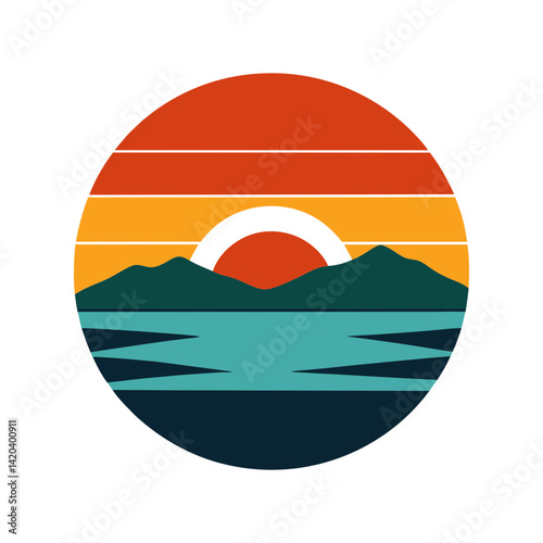 retro vintage sunset on scenic island view