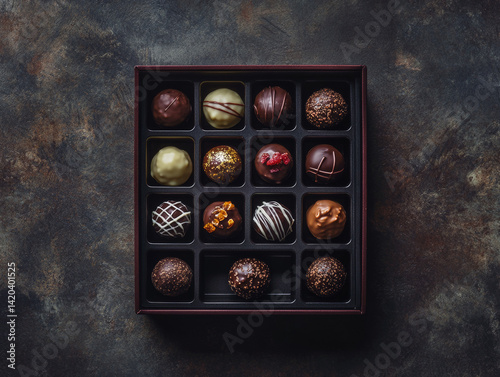 An elegant selection of chocolate truffles in