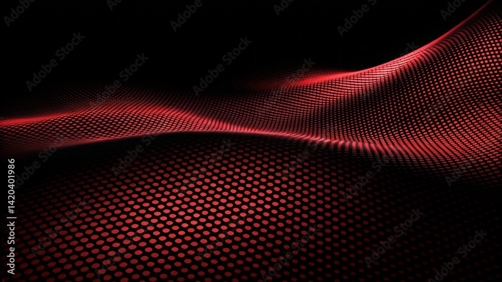 Abstract red wave design flowing on halftone dots pattern background with copy space, modern dynamic motion curve, stylish backdrop, elegant lines template, smooth flow art wallpaper concept Abstract red wave design flowing on halftone dots pattern background with copy space, modern dynamic motion curve, stylish backdrop, elegant lines template, smooth flow art wallpaper concept