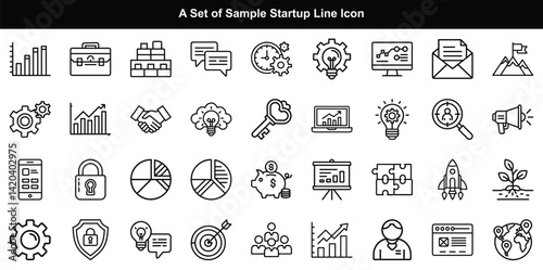 Startup Icon Vector Set, Business Launch Symbol Graphics