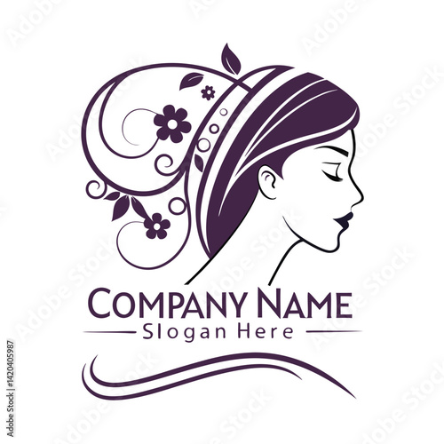 Feminine beauty salon logo with floral and elegant design