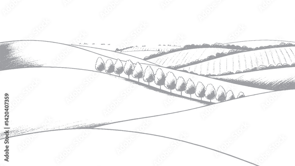 Fototapeta premium Hand-drawn vector illustration of mountain background