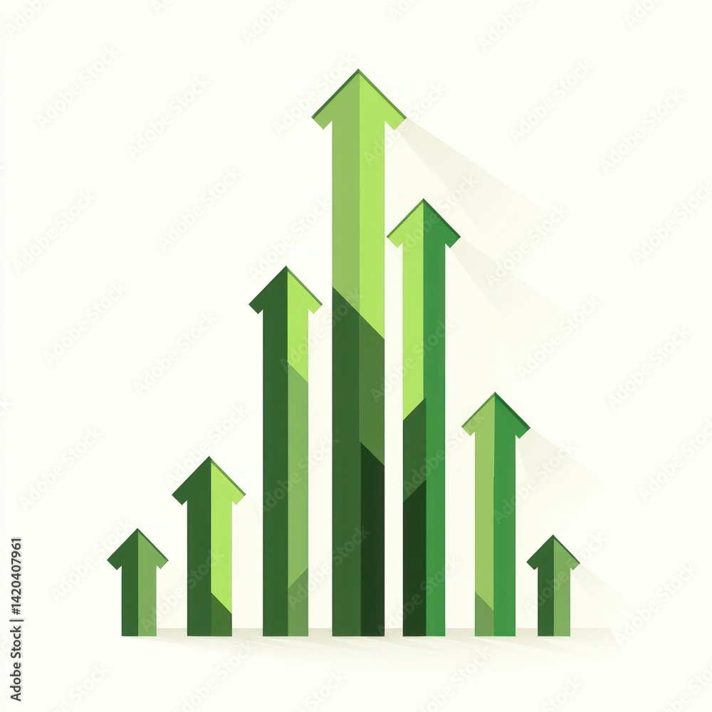 Upward arrow graph shows growth, progress, and a positive trend. For business reports Upward arrow graph shows growth, progress, and a positive trend. For business reports