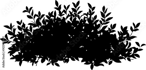 Silhouette of Dense Bush with Leaves