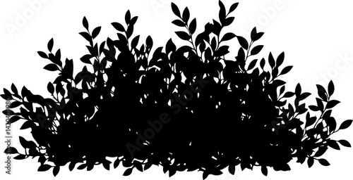 Silhouette of Dense Bush with Leaves