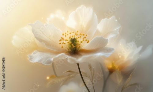 Soft Focus Cream And Blush Flowers In Gentle Pastel Light With Dreamy Atmosphere