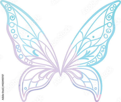 Pastel Blue and Purple Fairy Wings Design Element