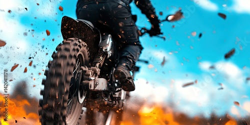 stuntman performing a daredevil stunt - action photo 