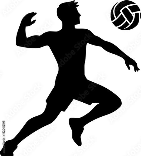 Silhouette of a Male Volleyball Player in Action