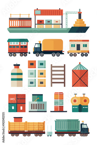 Illustration of Global Logistics and Transportation of Goods