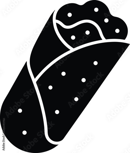 Burrito Stencil Icon Silhouette Vector Illustration