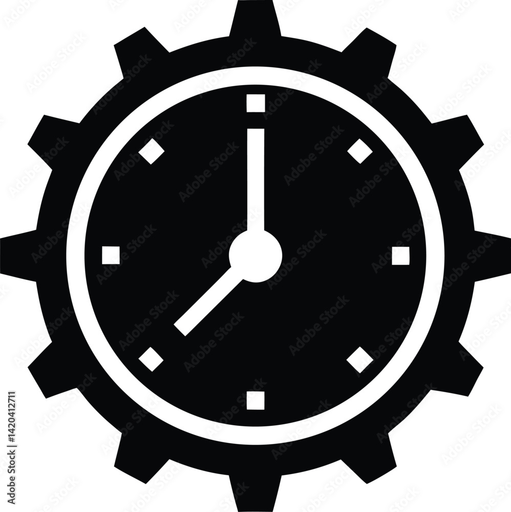 Clock Stencil Icon Silhouette Vector Illustration Clock Stencil Icon Silhouette Vector Illustration