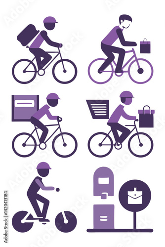 Delivery Service Bicycles Icons. Fast Delivery with bike