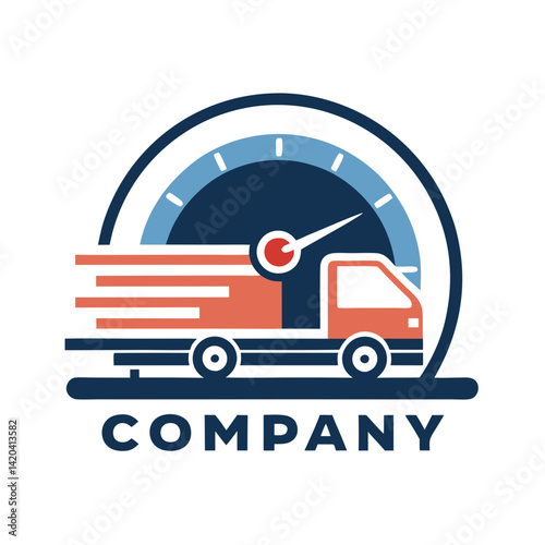 Fast Delivery Service Truck Speedometer Logo Vector Design