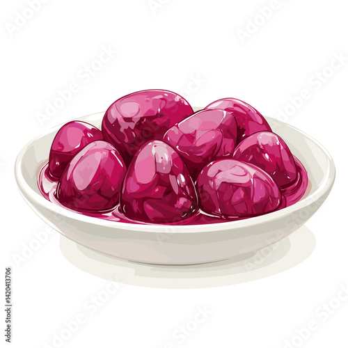 Pickled Red Beet Eggs with Dill Garnish