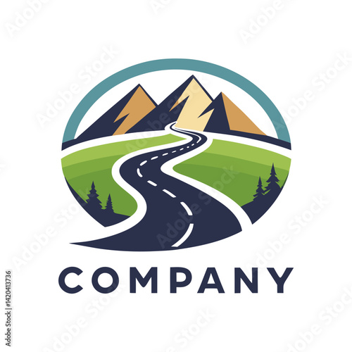 Mountains Road Travel Company Logo Adventure Landscape