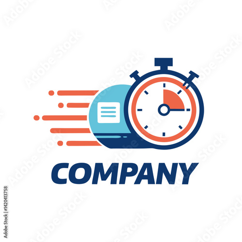 Fast Delivery Logo with Clock and Shipping Box