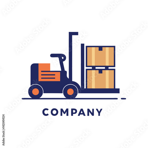 Forklift Truck Logo with Boxes - Delivery Concept