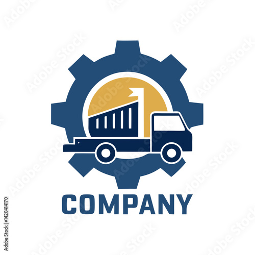 Mechanical Trucking Logistics Company Logo Design Vector Illustration