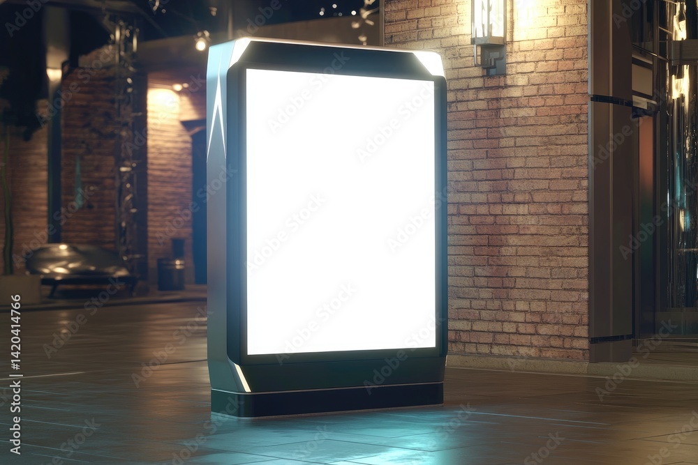 Modern illuminated billboard in urban setting Modern illuminated billboard in urban setting